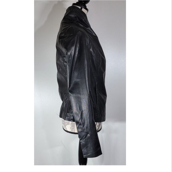 Vince Lamb Leather Moto Jacket Asymmetrical Zip, Knit Panels, Women’s Size M - Picture 5 of 13